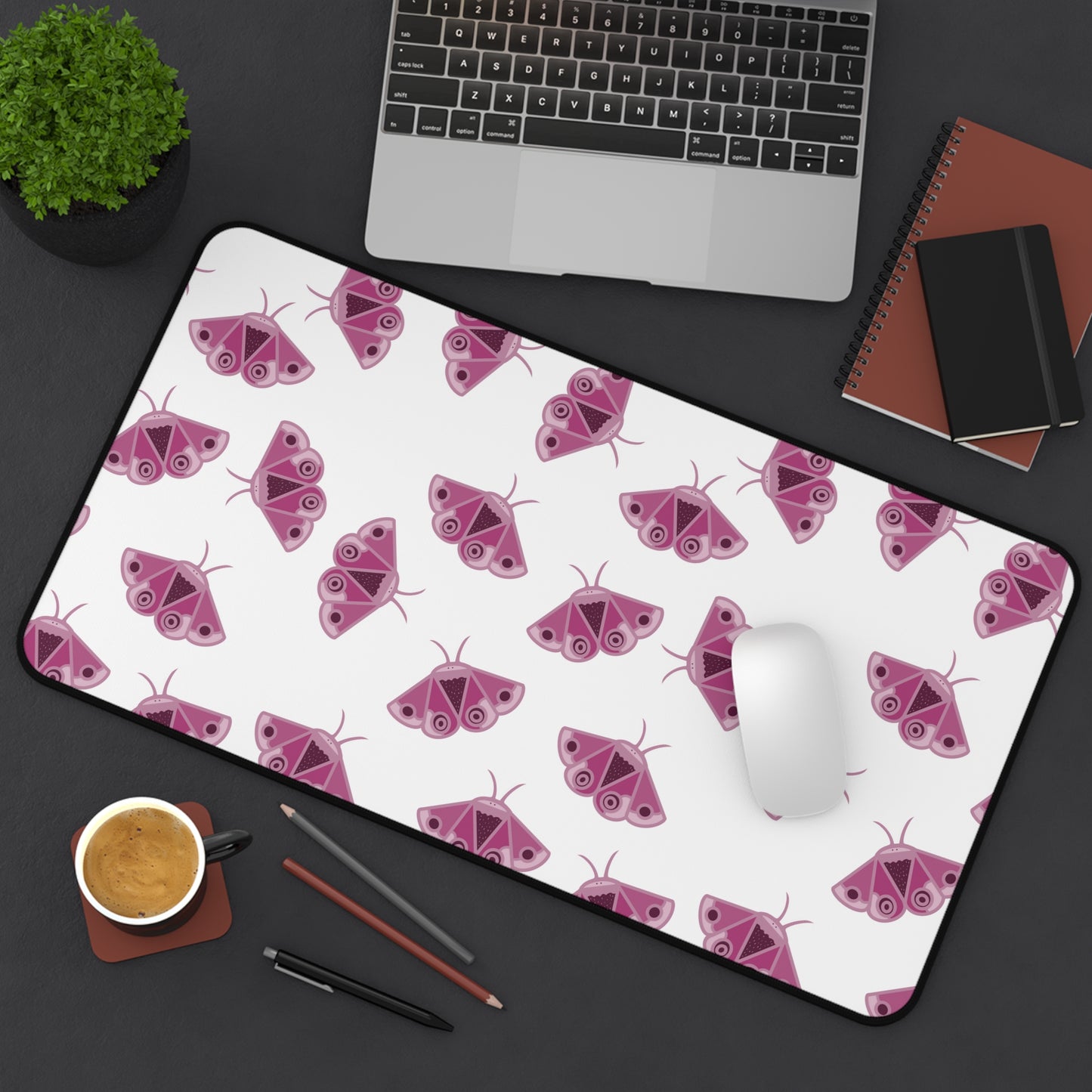 Pink Moth Desk Mat - Perfect for Home Office Decor, Gifts for Nature Lovers, Spring Vibes, Desk Accessories, Cute Office Supplies