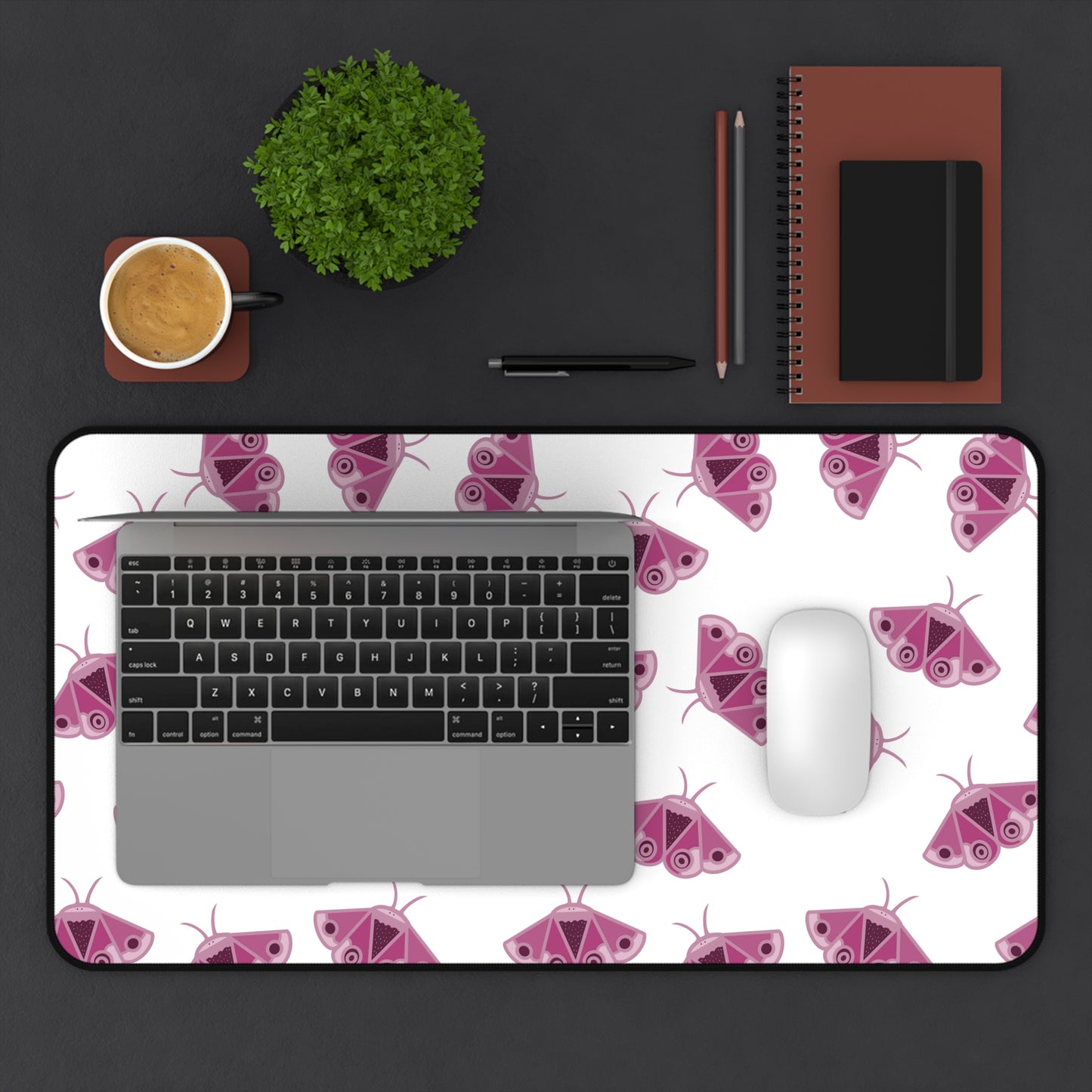 Pink Moth Desk Mat - Perfect for Home Office Decor, Gifts for Nature Lovers, Spring Vibes, Desk Accessories, Cute Office Supplies