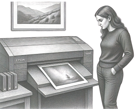 Ilustración del proceso de impresión fine art.