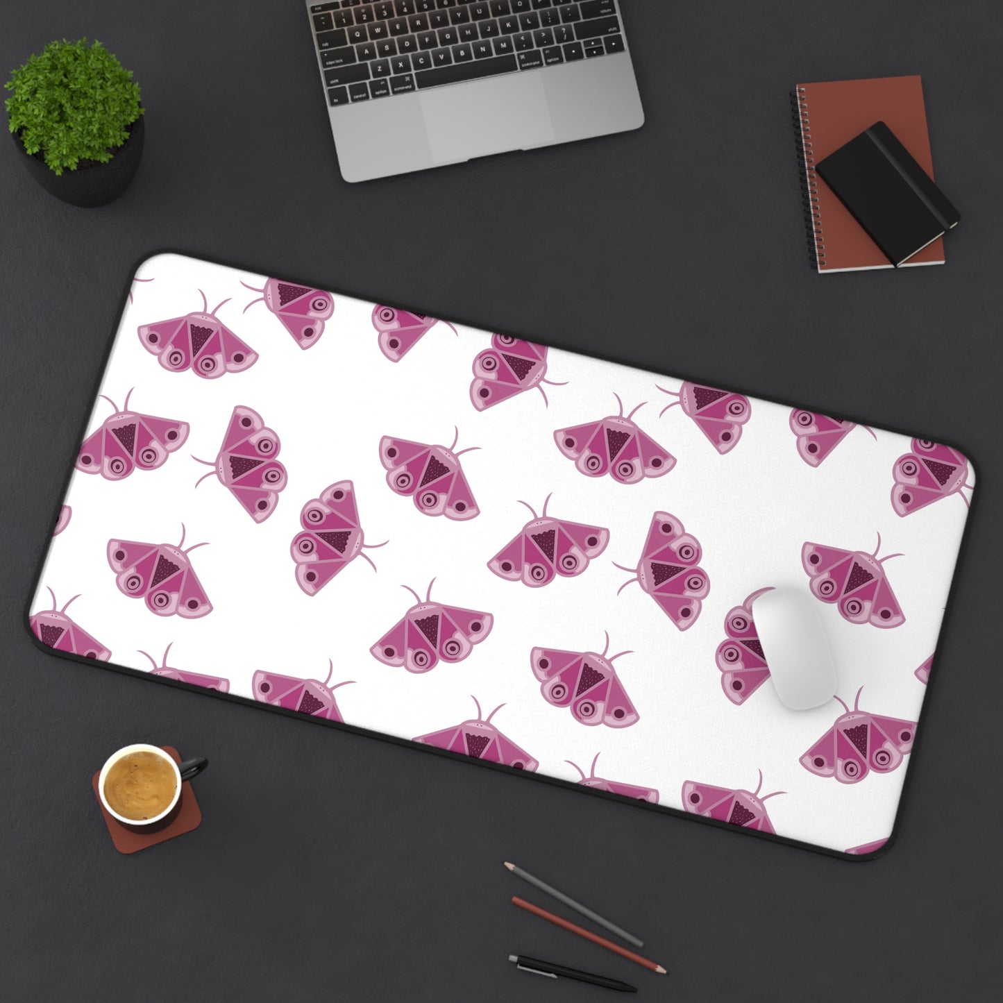 Pink Moth Desk Mat - Perfect for Home Office Decor, Gifts for Nature Lovers, Spring Vibes, Desk Accessories, Cute Office Supplies