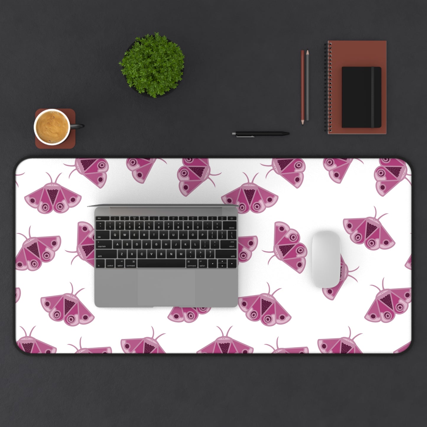 Pink Moth Desk Mat - Perfect for Home Office Decor, Gifts for Nature Lovers, Spring Vibes, Desk Accessories, Cute Office Supplies