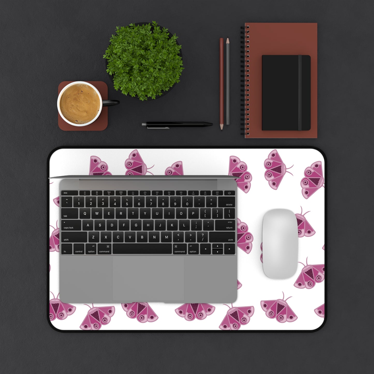 Pink Moth Desk Mat - Perfect for Home Office Decor, Gifts for Nature Lovers, Spring Vibes, Desk Accessories, Cute Office Supplies